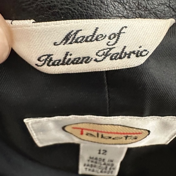 Talbots Coat/Blazer Wool Herringbone Womens 12 Pockets Leather Collar Academia - Picture 13 of 16